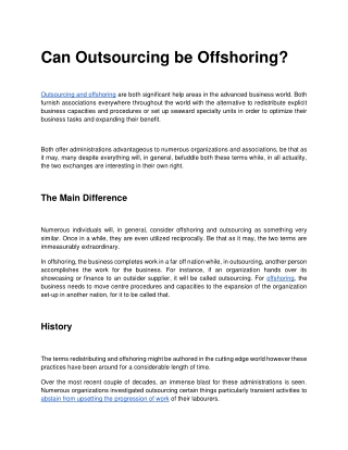 Can Outsourcing be Offshoring