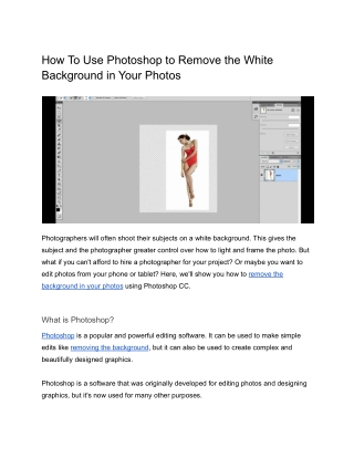 How To Use Photoshop to Remove the White Background in Your Photos