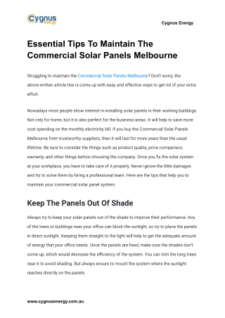 Essential Tips To Maintain The Commercial Solar Panels Melbourne