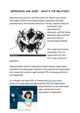 DEPRESSION AND SLEEP - WHAT’S THE RELATION