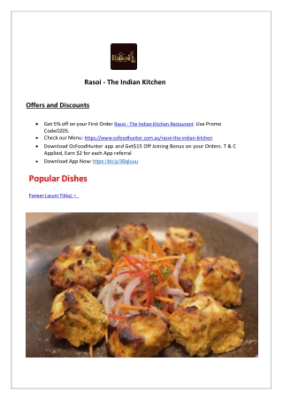 5% Off - Rasoi The Indian Kitchen Takeaway Menu Tarneit, VIC
