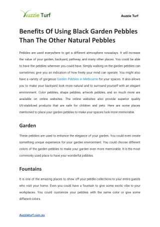 Benefits Of Using Black Garden Pebbles Than The Other Natural Pebbles