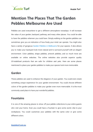 Mention The Places That The Garden Pebbles Melbourne Are Used