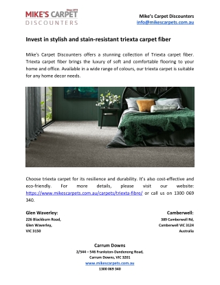 Invest in stylish and stain-resistant triexta carpet fiber - Mikes Carpet