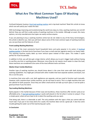 What Are The Most Common Types Of Washing Machines Used