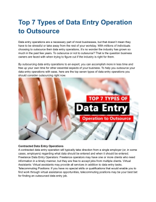 Top 7 Types of Data Entry Operation to Outsource