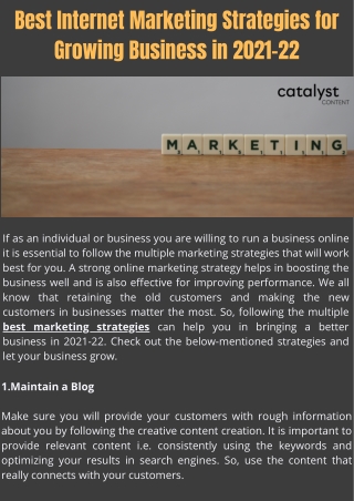 Best Internet Marketing Strategies for Growing Business in 2021-22