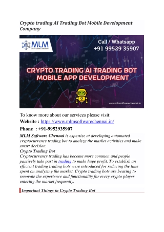 Crypto trading AI Trading Bot Mobile Development Company