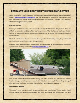 Renovate your roof with the four simple steps