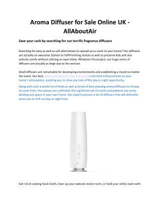 Aroma Diffuser for Sale Online UK
