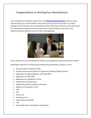 Business Startup Consulting Services | ChoksiTax