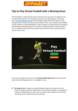 Tips to Play Virtual Football with a Winning Grace