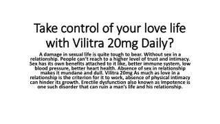Take control of your love life with Vilitra