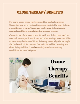 Ozone Therapy Benefits