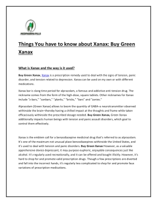 Things You have to know about Xanax