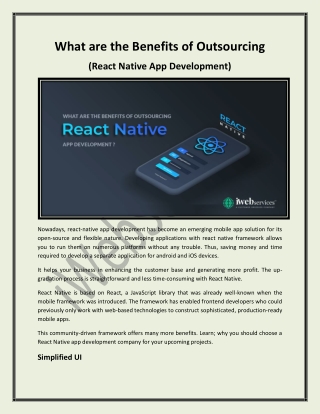 What Are The Benefits Of Outsourcing React Native App Development iWebServices