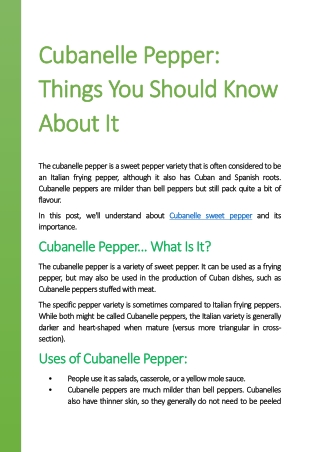 Cubanelle Pepper Things You Should Know About It