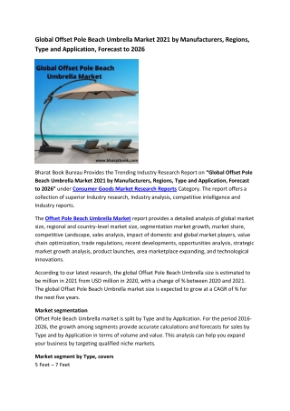 Global Offset Pole Beach Umbrella Market Research Report 2021-2026
