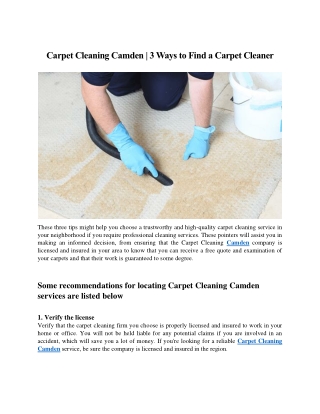 Carpet Cleaning Camden - 3 Tips to Find a Carpet Cleaner (Updated)