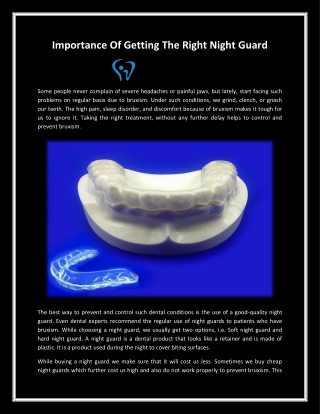 Importance Of Getting The Right Night Guard