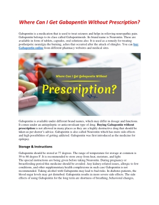 Where Can I Get Gabapentin Without Prescription?