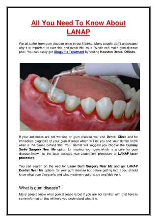 All You Need To Know About LANAP