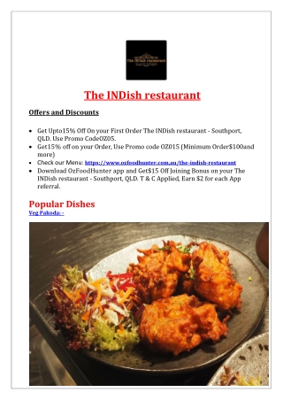 5% Off - The INDish restaurant Southport Menu, QLD