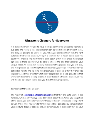 Ultrasonic Cleaners for Everyone
