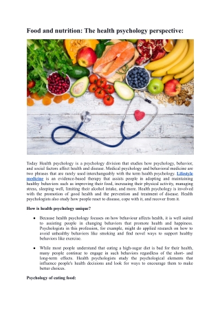 Food and nutrition_ The health psychology perspective_