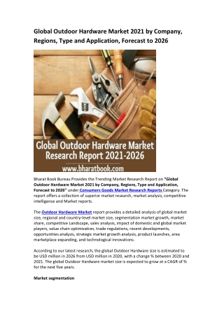 Global Outdoor Hardware Market Research Report 2021-2026