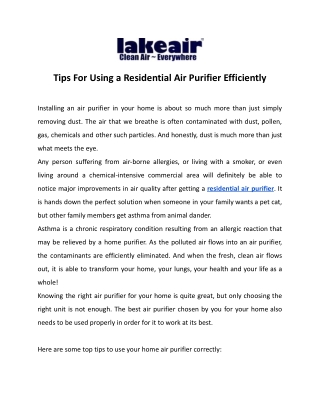 Tips For Using a Residential Air Purifier Efficiently pdf