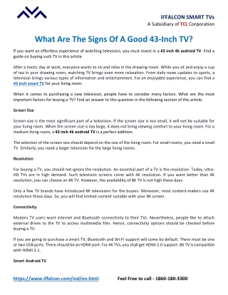 What Are The Signs Of A Good 43-Inch TV