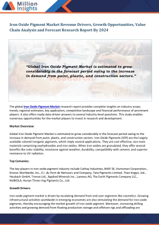 Iron Oxide Pigment Market