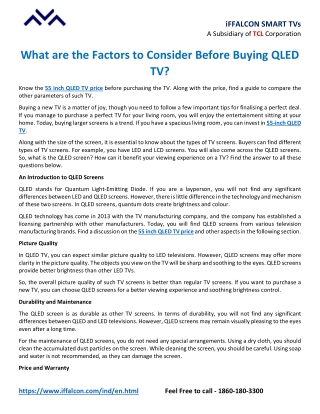What are the Factors to Consider Before Buying QLED TV