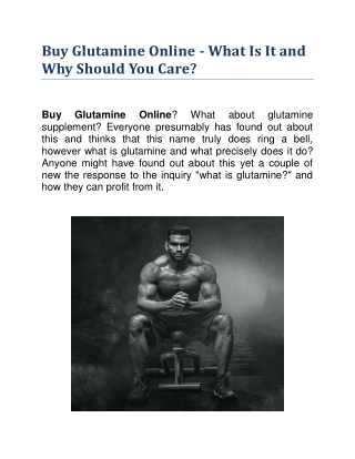 Buy Glutamine Online - What about glutamine supplement?