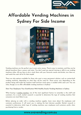 Affordable Vending Machines in Sydney For Side Income