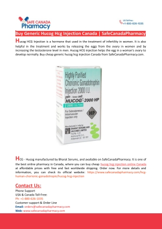 Buy Generic Hucog Hcg Injection Canada