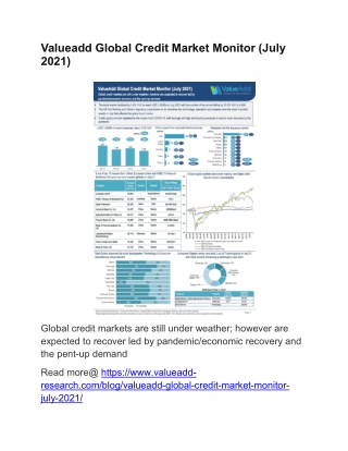 Valueadd Global Credit Market Monitor (July 2021)