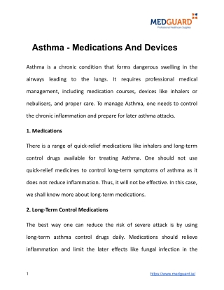 Asthma - Medications And Devices