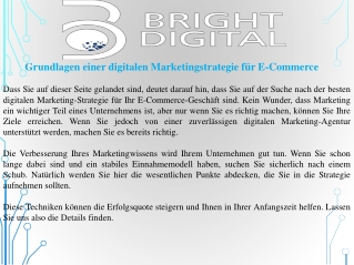 Grundlagen einer digitalen Marketingstrategie für E-Commerce