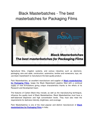 Black Masterbatches - The best masterbatches for Packaging Films