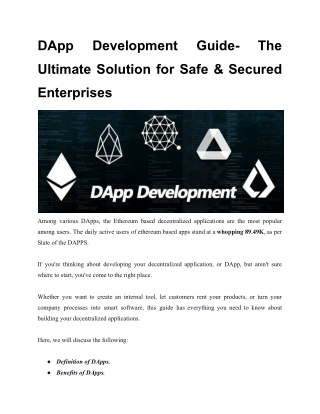 DApp Development Guide- The Ultimate Solution for Safe & Secured Enterprises