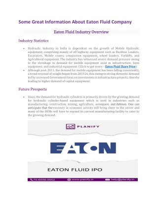 Eaton Fluid Share Price