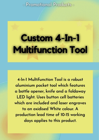 Buy Custom 4-In-1 Multifunction Tool From Vivid Promotions!!