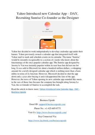 Yahoo Introduced new Calendar App