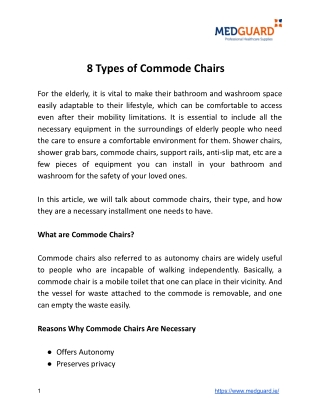 8 Types of Commode Chairs