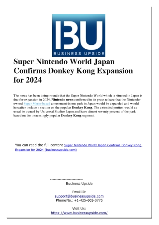 Super Nintendo World Japan Confirms Donkey Kong Expansion for 2024