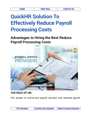 Reduce Payroll Processing Costs Singapore