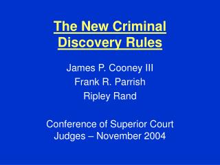 The New Criminal Discovery Rules