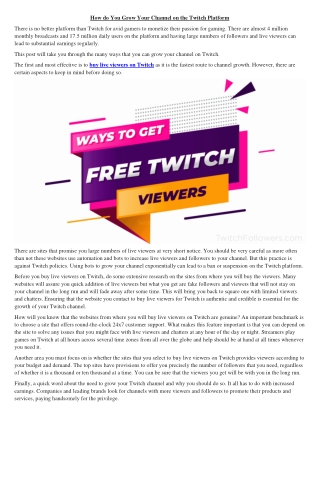 Article Twitch Followers buy live viewers Twitch